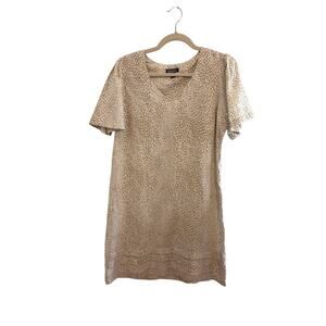 Original Nicole Miller M Dress Sheath Neutral Animal Print Flutter Sleeve Summer